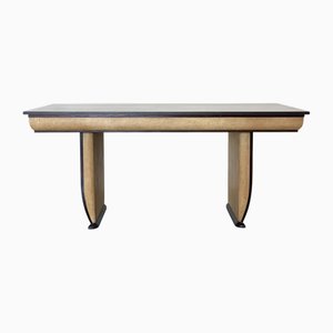 Mahogany, Walnut and Parchment Dining Table in the style of Borsani, 1940s