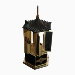 Spinning Music Box Modeled as Black and Gold Pagoda, 1950s