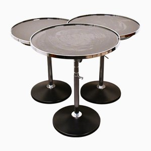 Swedish Adjustable Glass and Chrome Steel Side Table Model Pronto from Dux, 1990s, Set of 3