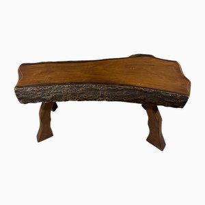 Mesa auxiliar brutalista pequeña rectangular con planta, años 70