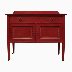 Meuble de Lavabo Peint en Rouge sur le Thème du Cirque avec Etoile sur le Dessus, 1890s