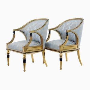 Fauteuils Göteborg Antiques Dorés, Suède, 1870, Set de 2