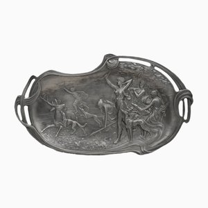 Decorative French Art Nouveau Dish in Tin, 1910