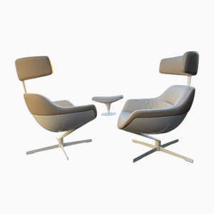 Poltrone nr. 277 Auckland con poggiapiedi di Jean-Marie Massaud per Cassina, set di 3