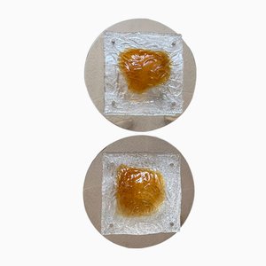 Plafón italiano Mid-Century de cristal de Murano atribuido a Mazzega, años 70