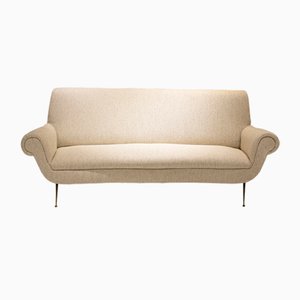 Italian Chenille Curved Sofa in Cotton attributed to Gigi Radice for Minotti, 1950s