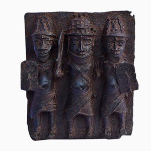 Bini Edo Nigerian Artist, Palace Plaque, Pre-1800s, Bronze