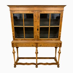 Marquetry Inlaid Burr Walnut Bookcase, 1910s