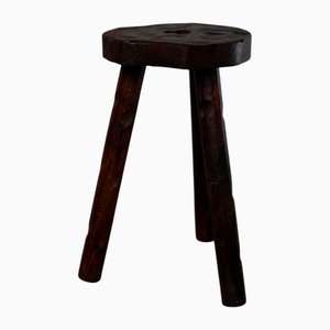 Tabouret Tripode Brutalist Primitive en Bois