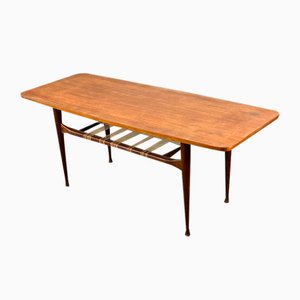Vintage Teak Coffee Table with Rattan