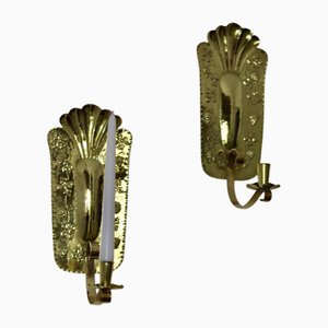 Applique Mid-Century in ottone, Svezia, set di 2