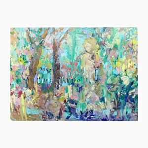 Francesca Owen, en el jardín de Renoir. Pintura al óleo grande, 2024