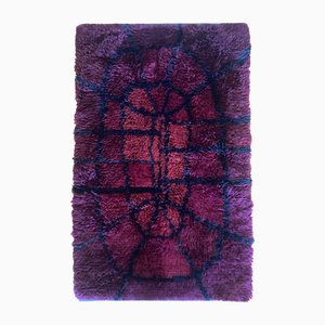 Mid-Century Modern Bordeauxroter Rya Teppich von Gull-Britt Johansson für Niab, Schweden, 1960er