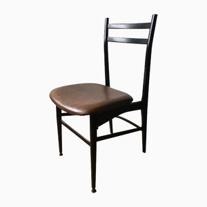 Silla posmoderna de madera negra de Gio Ponti, Italia, años 60