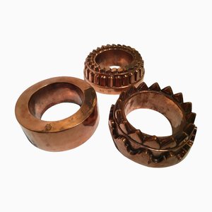 Copper Kitchen Pudding Molds for Wall Decoration, France, 1790s, Set of 3