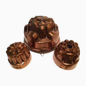 Puddingformen aus Kupfer für die Wanddekoration, Frankreich, 1790er, 3 . Set