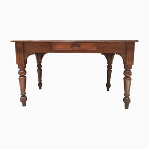 Rustic Pinewood Dining Table with Drawer, Italy, Mid-19th Century