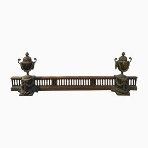 Chimenea de bronce de estilo neoclásico Andiron, Francia, de finales del siglo XVIII