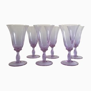 Mid-Century Purple Murano Glasses, Venice, Italy, 1960s, Set of 6