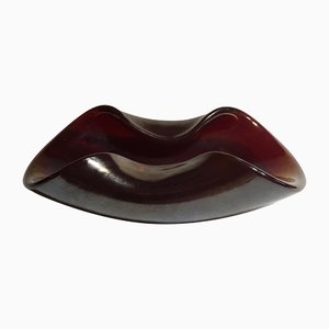 Scodella Mid-Century moderna in vetro soffiato color rubino, Italia, anni '60