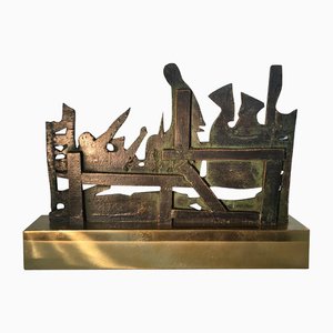 Bronze and Brass Abstract Sculpture by Nevio De Luca, Italy, 1980s