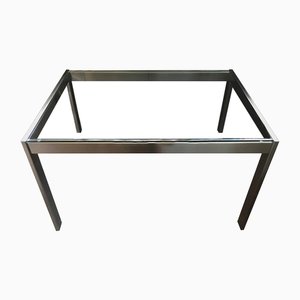 Mid-Century Italian Modern Design Brushed Steel & Crystal Desk, 1960