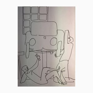 Ugo Carà, The Car, 1970, Drawing on Paper