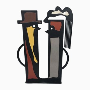 Black Painted Metal Sculpture by Riccardo Dalisi, Italy, 1980s