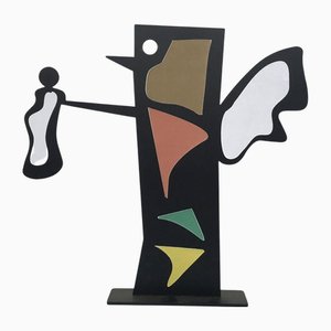 Black Painted Metal Sculpture by Riccardo Dalisi, Italy, 1980s