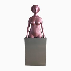 Italian Postmodern Sculpture in Pink Lacquered Aluminum attributed to Ugo La Pietra, 1980