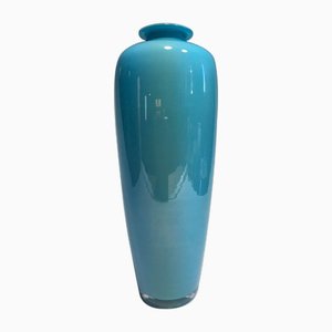 Vase Design Postmoderne en Verre de Murano Bleu Clair, Italie, 1990s