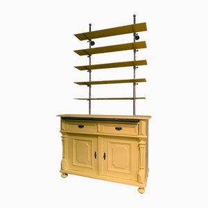Mid-19th Century Yellow Wood Buffet with Yellow Glass Shelves, Italy, 1850