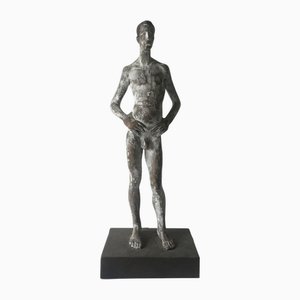 Italienische Mannskulptur aus gegossener Bronze von Aron Demetz, 2004