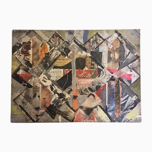 Ermete Lancini, Collage abstracto, años 60, Técnica mixta