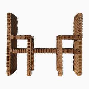 Italian Wooden Abstract Sculpture by Urano Palma, 1977