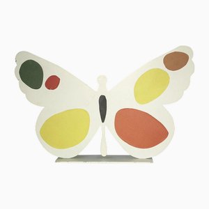 Painted White Metal Sculpture of Butterfly by Bruno Chersicla, 1980