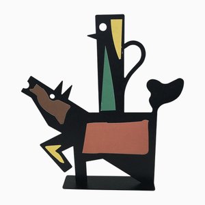 Italian Black Painted Metal Sculpture by Riccardo Dalisi, 1980