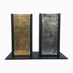 Italian Bronze Abstract Sculptures by Walter Valentini, 1980, Set of 2