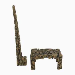 Urano Palma, Italian Abstract Chair & Table Sculptures, 1980, Bronzes, Set of 2