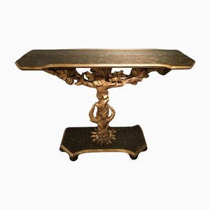 Italian Giltwood Carved Console Table with Leaves and Bunches of Grapes, 1650