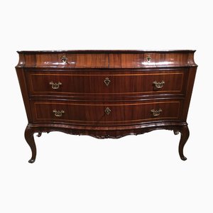 Antique Venezian Baroque Carved and Inlaid Walnut Chest of Drawers