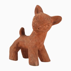 Large Baby Deer Pottery Ceramic Sculpture from Walter Bosse, Austria, 1920s