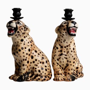 Candelabro Cheetah de porcelana esmaltada