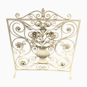 White Wrought Iron and Toleware Fire Screen, 1890s
