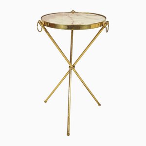 Table d'Appoint en Marbre et Laiton par J. Brizzi, Italie, 1950s