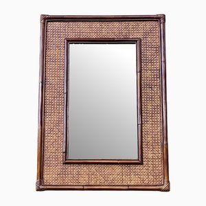 Miroir Vintage en Bambou et Rotin, 1960s