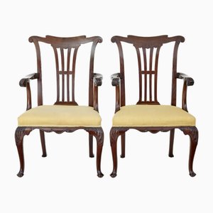 Chippendale Design Mahagoni Armlehnstühle, 19. Jh., 2er Set