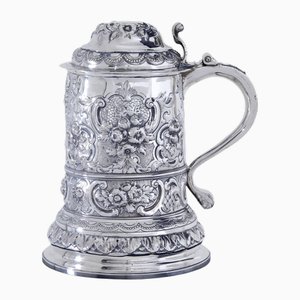 Silberner George I Rokoko Krug mit Deckel von John Penfold, 1723