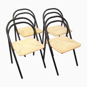 Sillas de paja, años 70. Juego de 4