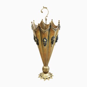 French Hollywood Regency Umbrella Stand in Brass, 1950s